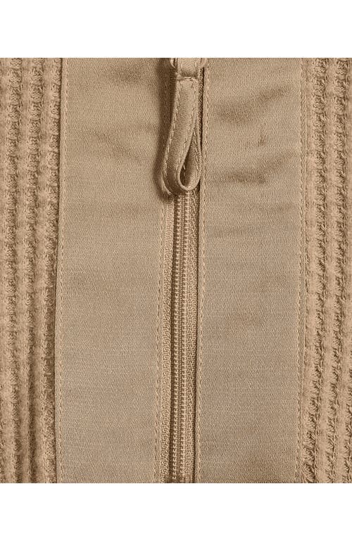 Lands' End Long Sleeve Waffle Quarter Zip Pullover In Brown