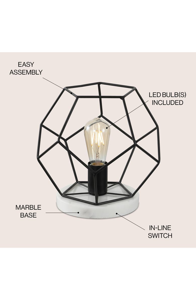 JONATHAN Y James MidCentury Glam Metal Geometric LED Table Lamp, Alternate, color, Midnight Black
