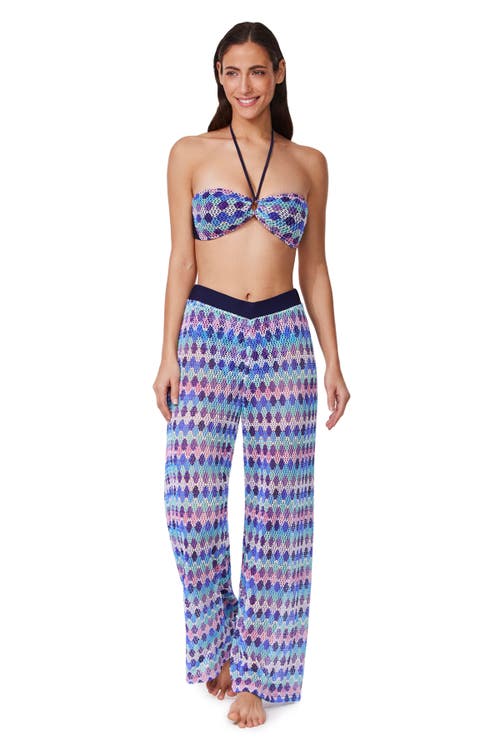 Gottex Retro Riviera Netted Crochet Beach Pant Cover-up In Blue
