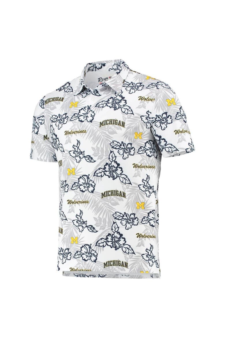 Men's Reyn Spooner White Michigan Wolverines Performance Polo, Alternate, color, White