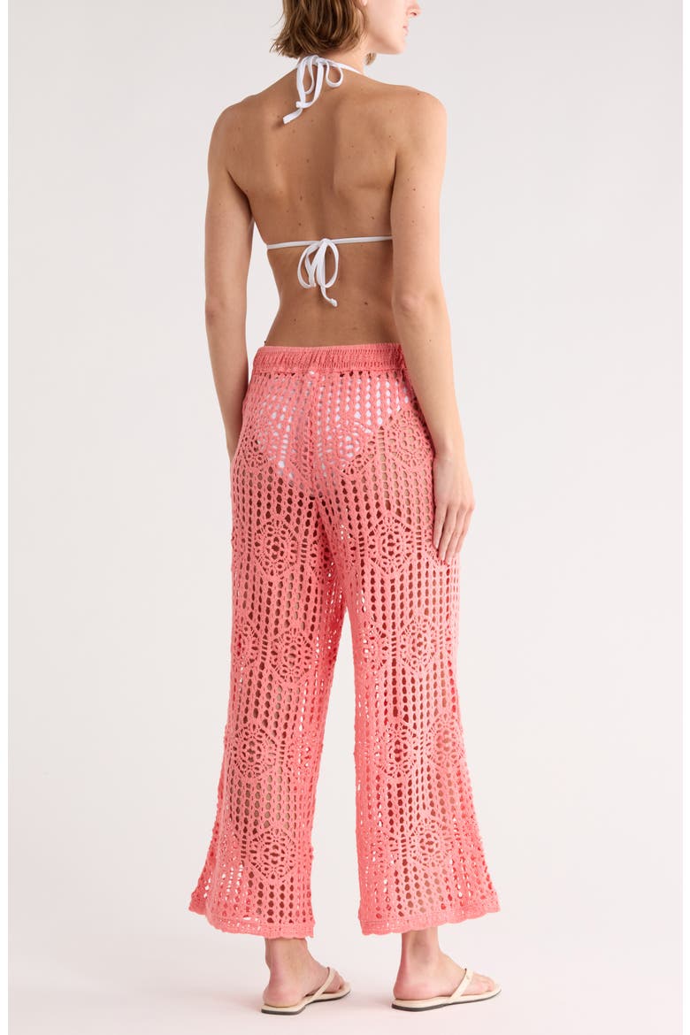 Waverly Open Stitch Cotton Crop Cover-Up Pants, Alternate, color, CORAL REEF