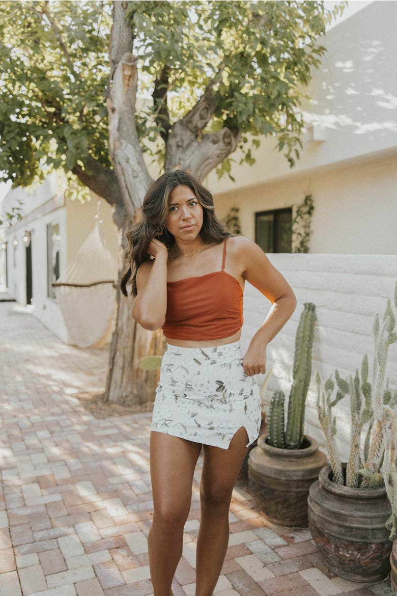 Jasmine High Waisted Swim Skirt, Alternate, color, White Floral