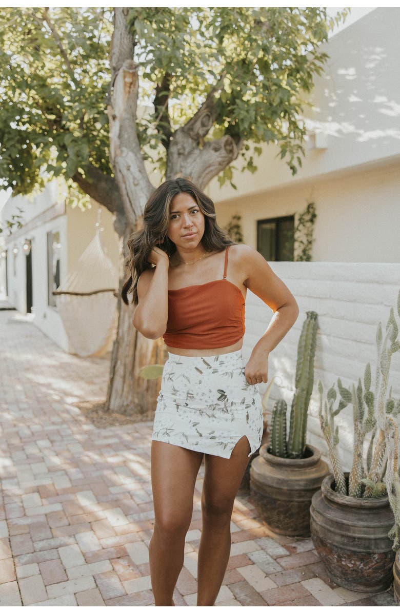 Geode Swimwear Jasmine High Waisted Swim Skirt, Alternate, color, White Floral