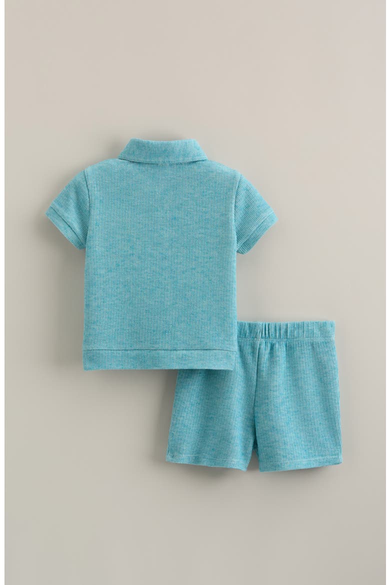 Polo & Shorts Set, Alternate, color, TEAL MARL SAILBOAT
