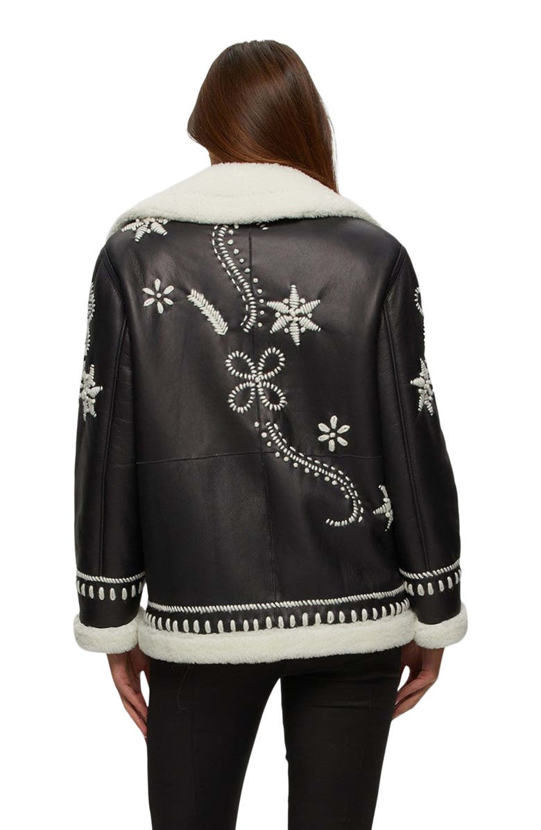 GORSKI Genuine Shearling Jacket With Embroidery, Alternate, color, Black/White