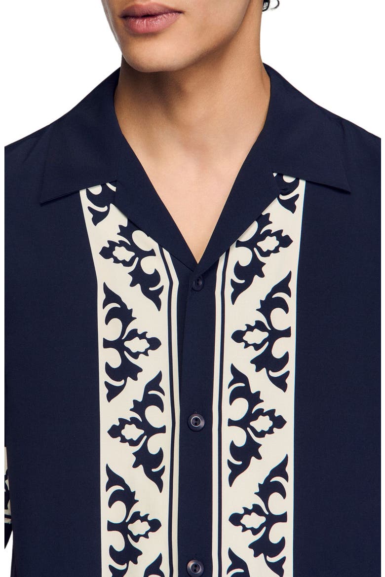 Contrast print loose-fit shirt, Alternate, color, Navy blue