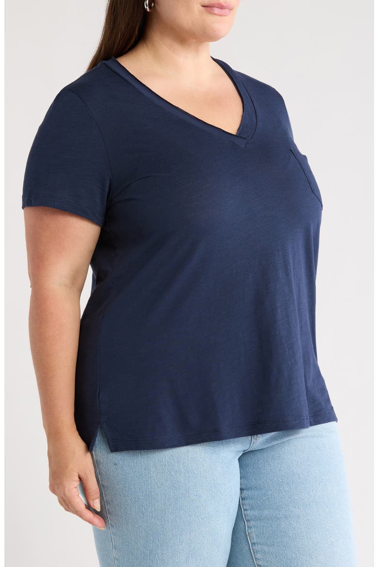 Short Sleeve Cotton & Modal V-Neck Pocket T-Shirt, Alternate, color, NAVY BLAZER