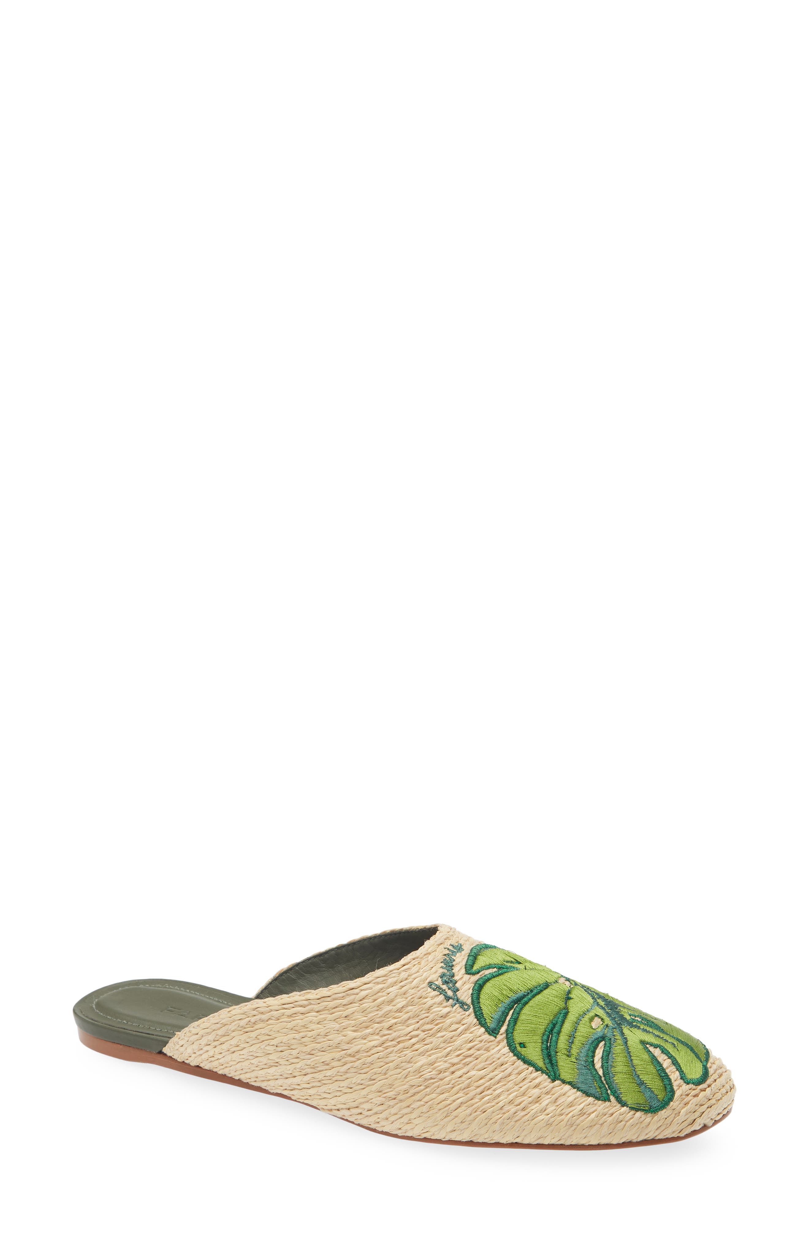 FARM Rio <p>Raffia Icons Flat Mule (Women) </p>, Main, color, Monstera Military
