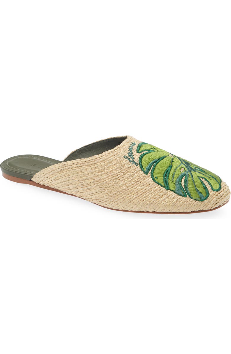 FARM Rio <p>Raffia Icons Flat Mule (Women) </p>, Main, color, Monstera Military