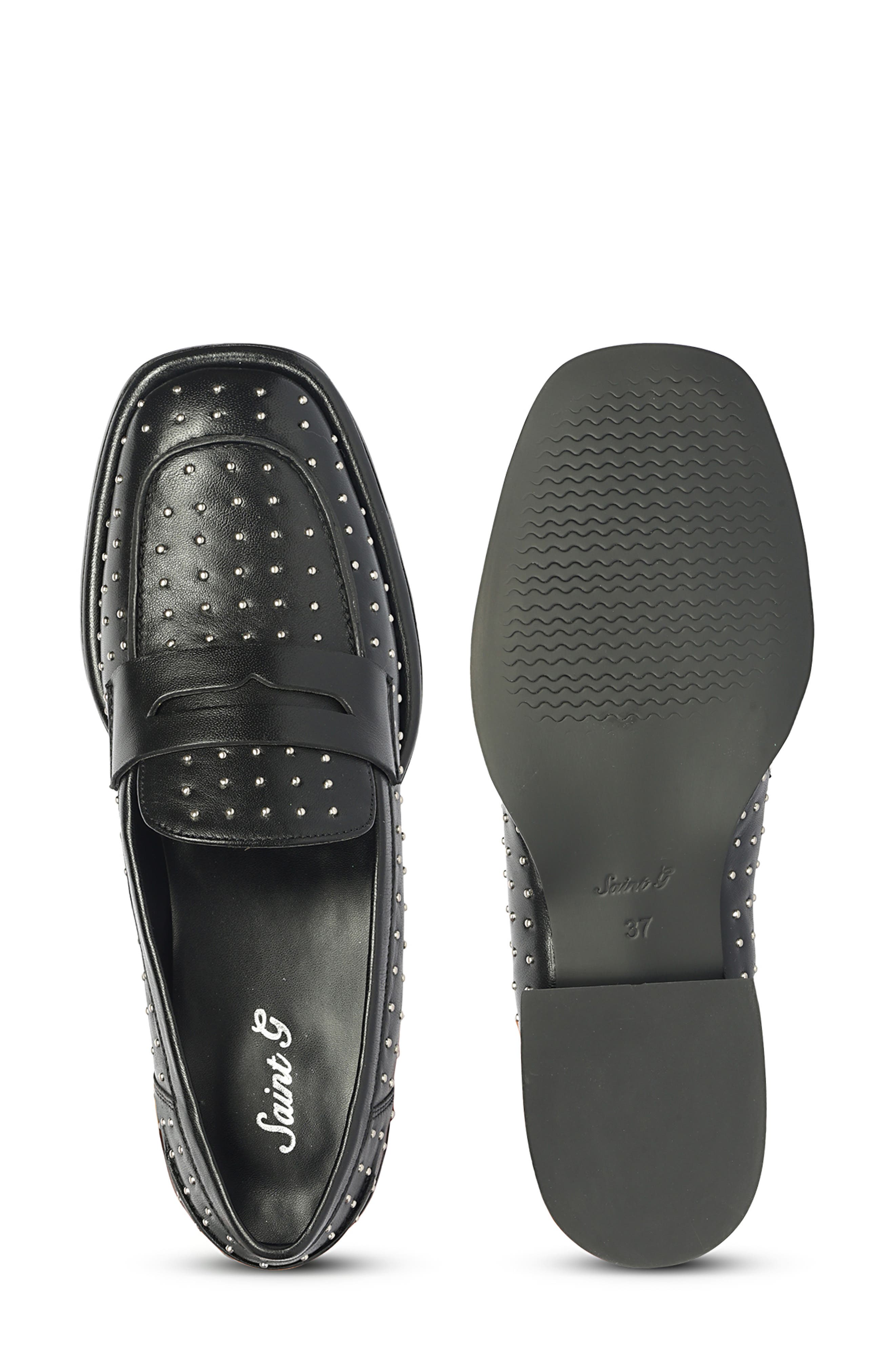 SAINT G Carol Stud Penny Loafer, Alternate, color, Black