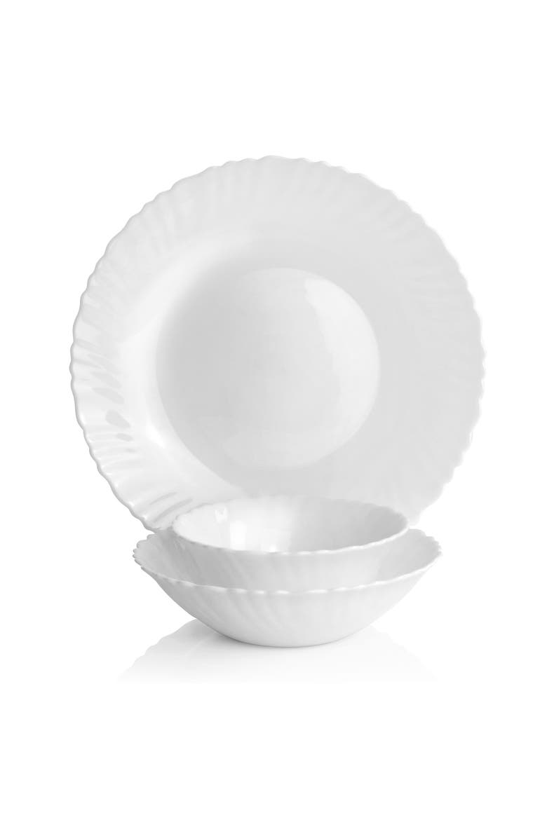 Ultra Radley 12 Piece Tempe Opal Glass Dinnerware Set, Alternate, color, White