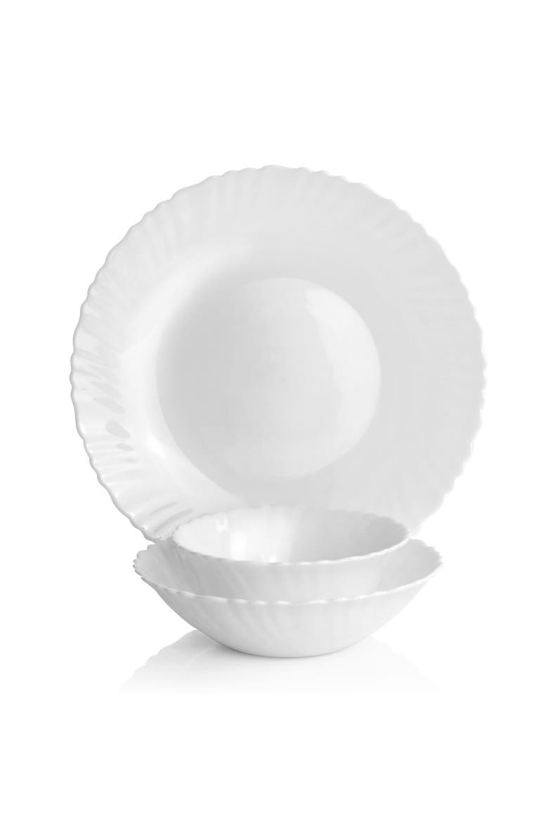 Gibson Ultra Ultra Radley 12 Piece Tempe Opal Glass Dinnerware Set, Alternate, color, White