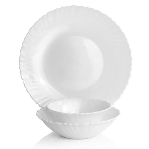 Gibson Ultra Ultra Radley 12 Piece Tempe Opal Glass Dinnerware Set In White