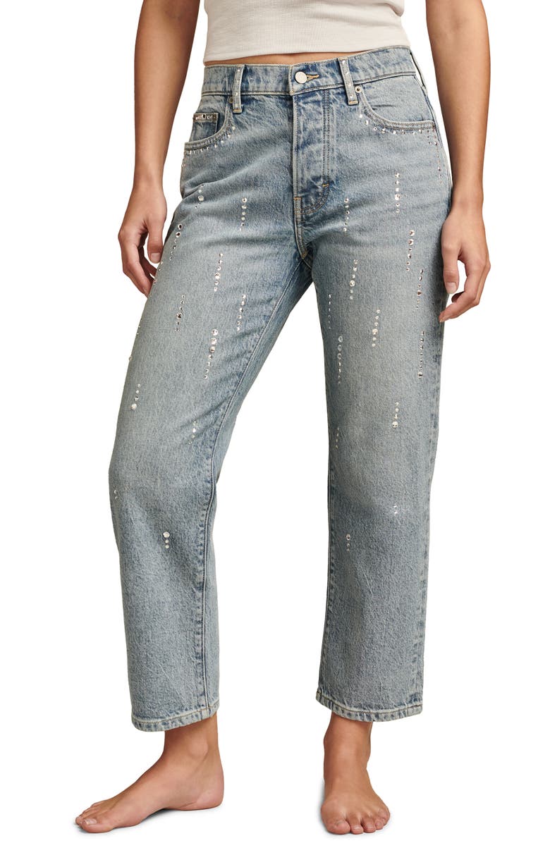 Lucky Brand '90s Loose Embellished Crop Straight Leg Jeans, Main, color, 