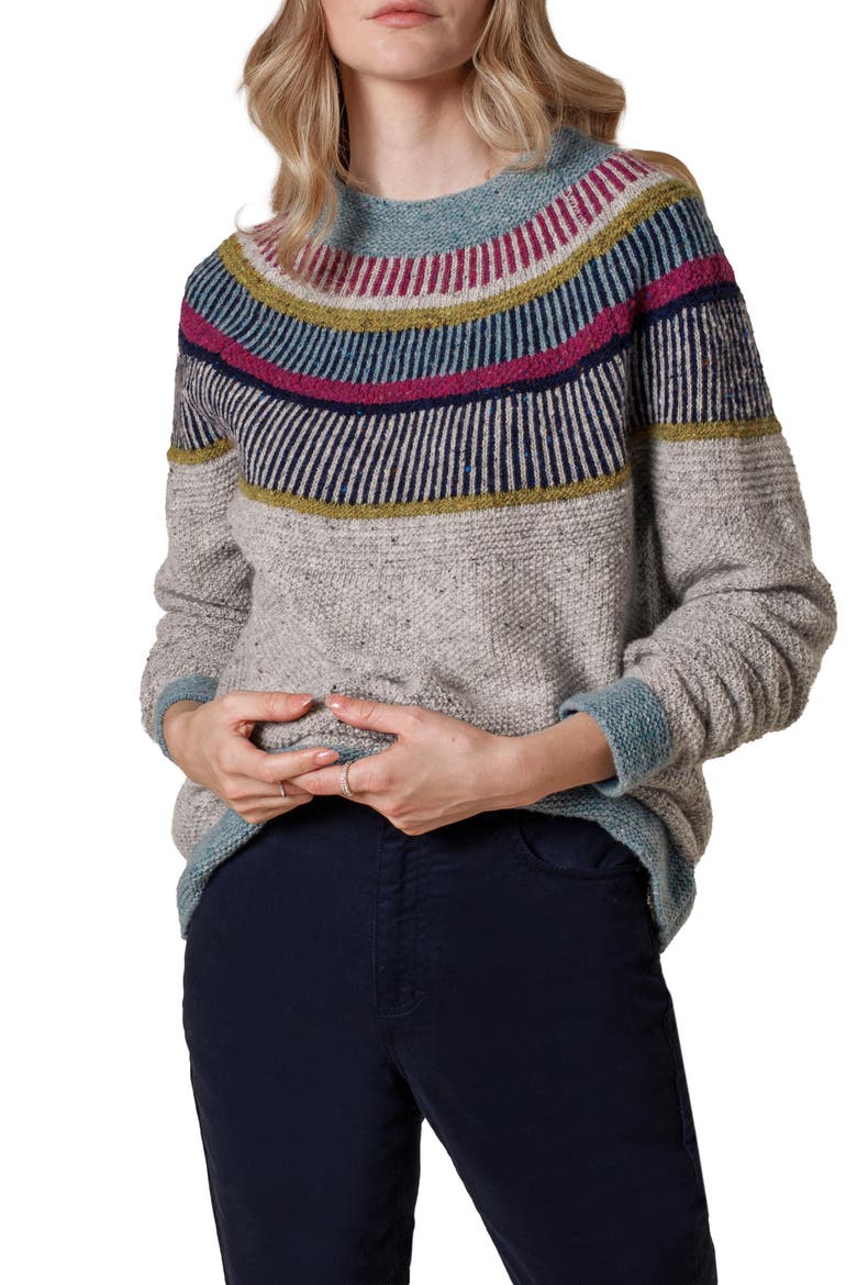 Statement Donegal Wool Sweater, Alternate, color, Pebble
