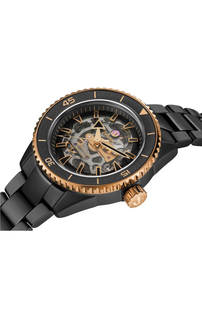 RADO Captain Cook High Tech Ceramic Skeleton Bracelet Watch, 43mm, Alternate, color, Black