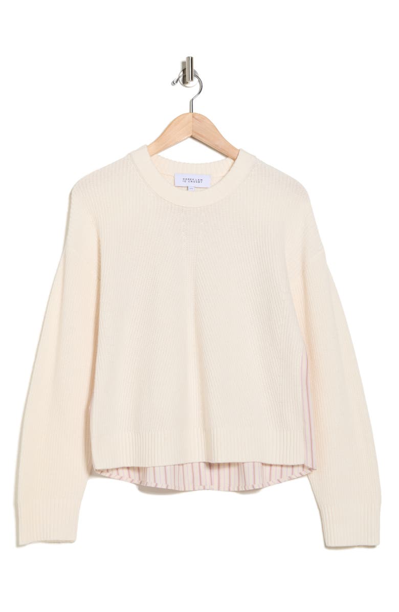 Derek Lam 10 Crosby Lyon Mixed Media Wool Blend Sweater, Alternate, color, Ecru/ Lilac Multi