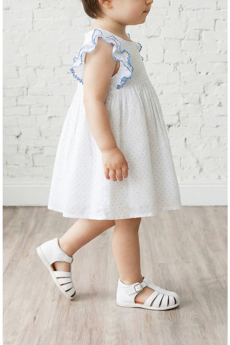 Dot Ruffle Sleeve Dress & Bloomers Set, Alternate, color, WHITE