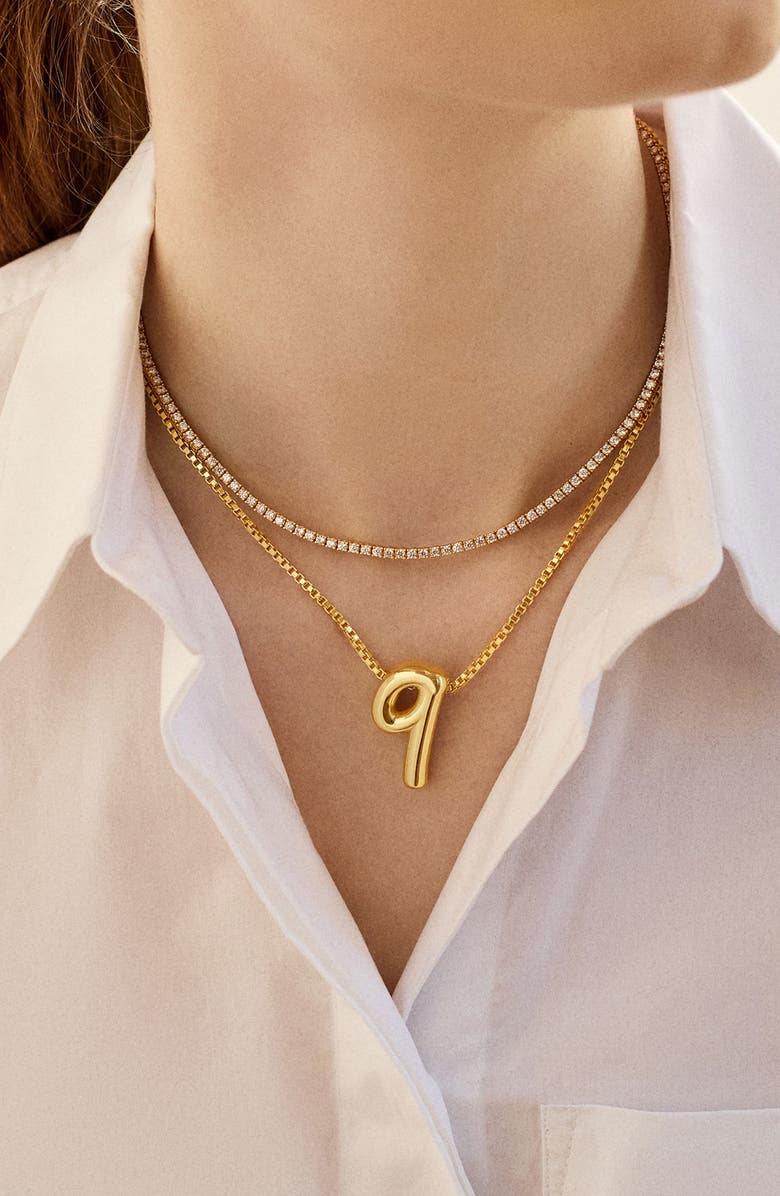 BaubleBar Lucky Number Bubble Necklace, Alternate, color, Gold