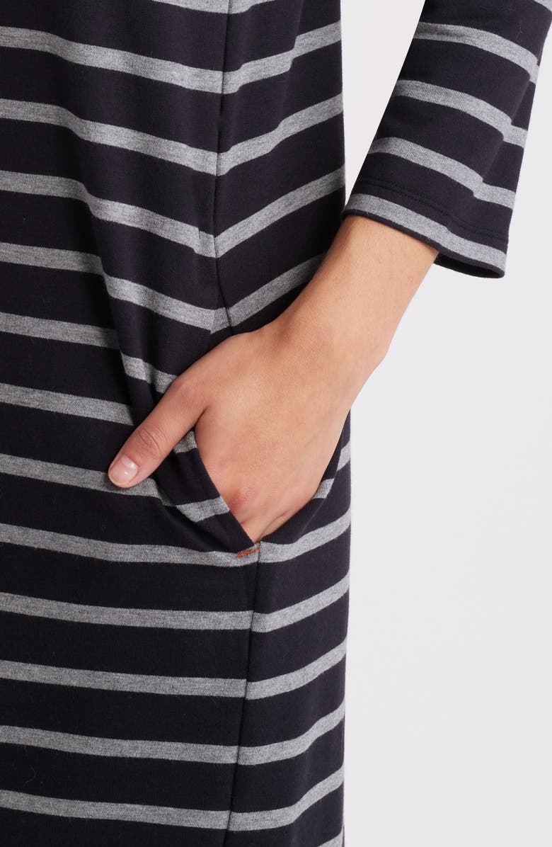Hatley Stripe Cowl Neck Long Sleeve Cotton Blend French Terry Minidress, Alternate, color,