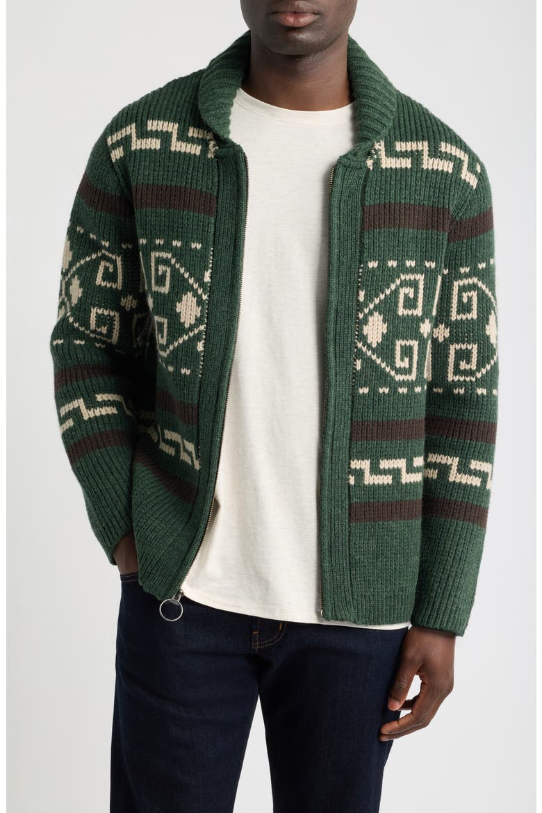 The Original Westerley Zip Cardigan, Main, color, DARK GREEN