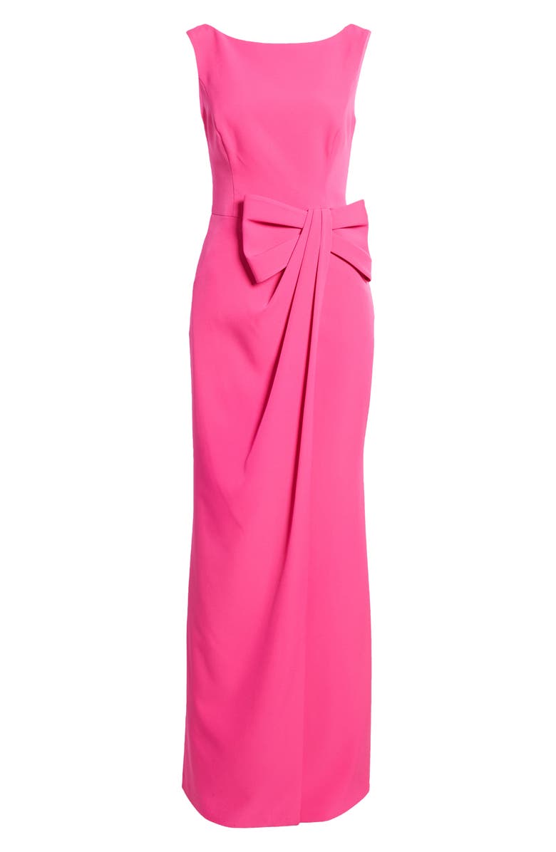 Eliza J Bow Detail Crepe Gown, Alternate, color, 