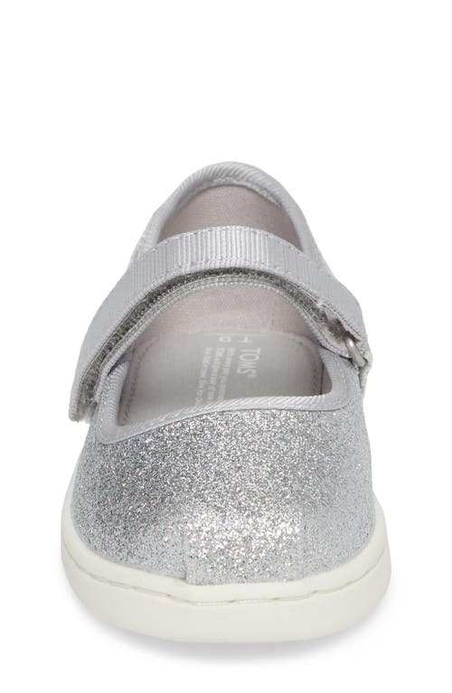 Toms Kids' Glitter Mary Jane Flat In Silver Iridescent Glimmer