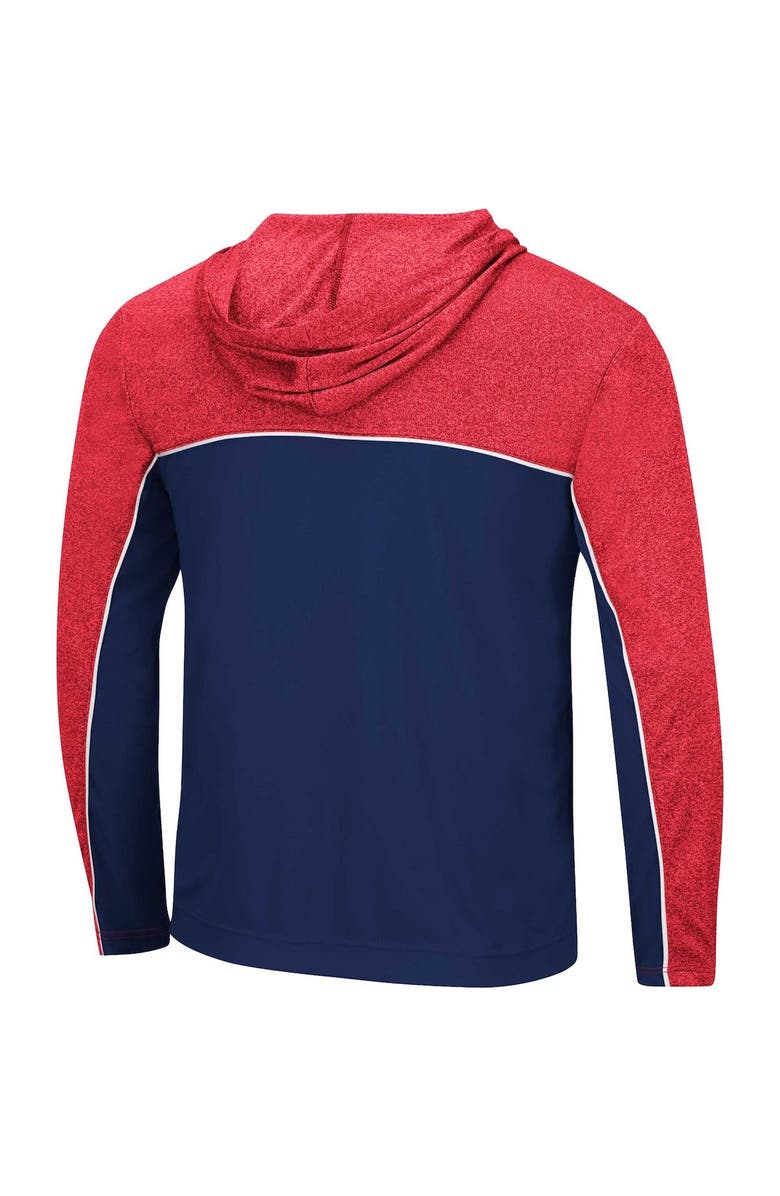 COLOSSEUM Men's Colosseum Navy/Heathered Red Ole Miss Rebels Flick Quarter-Zip Hoodie Windshirt, Alternate, color, 
