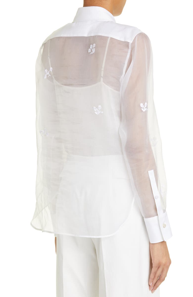 Max Mara Damara Embroidered Silk & Cotton Button-Up Shirt, Alternate, color,