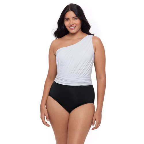 Trimshaper Heather One Shoulder One-piece Swimsuit In Multi
