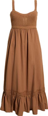 ASTR the Label Jacquelin Mixed Media Back Cutout Midi Dress