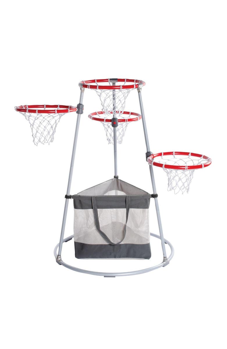Kaplan Early Learning Company 4-Hoop Basketball Play Set with Storage Bag, Main, color, Gray