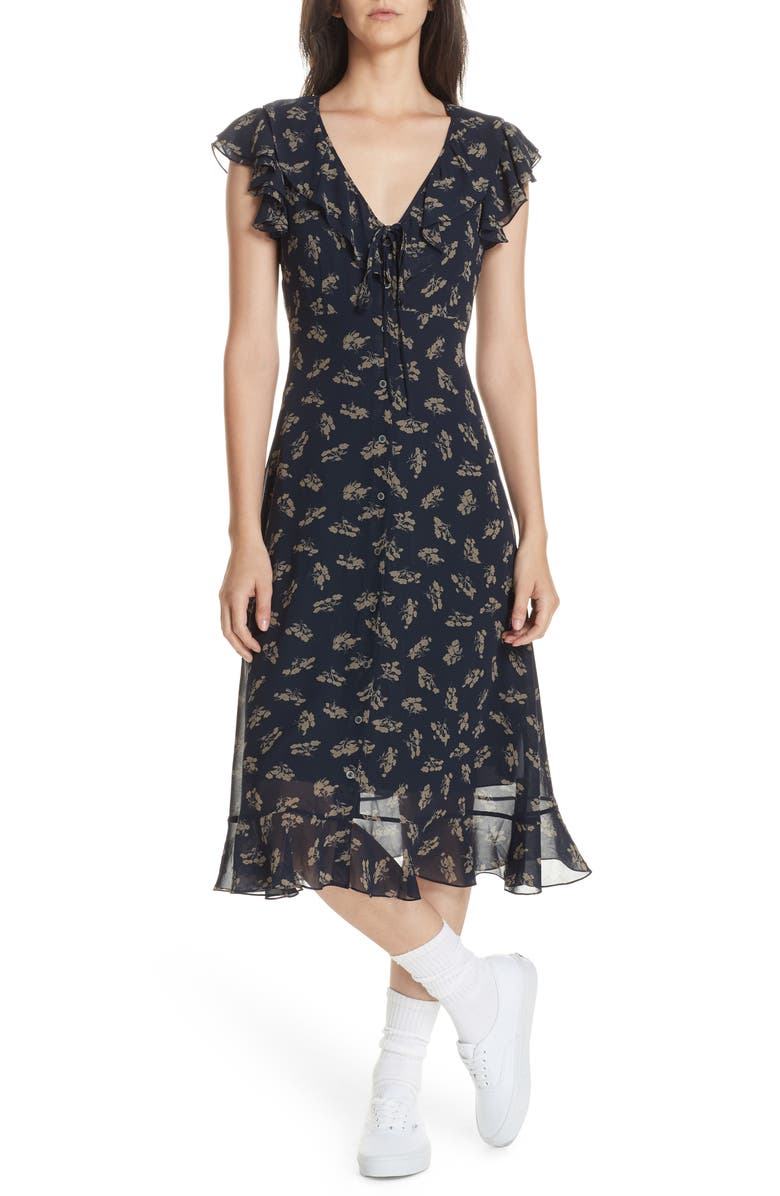 Polo Ralph Lauren Ruffled Floral Midi Dress, Main, color,