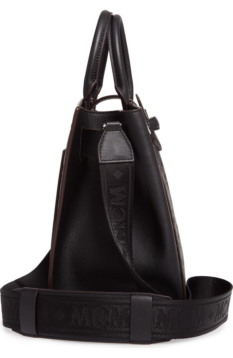 MCM Essential Monogrammed Leather Satchel, Alternate, color,