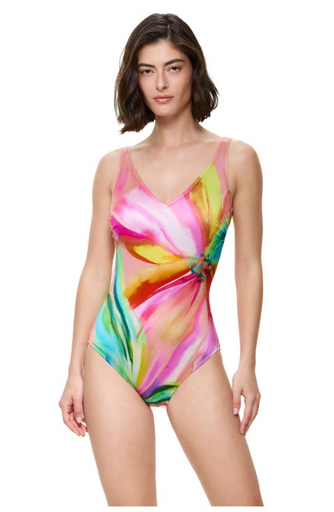 Floral Rhythm V-Neck One Piece