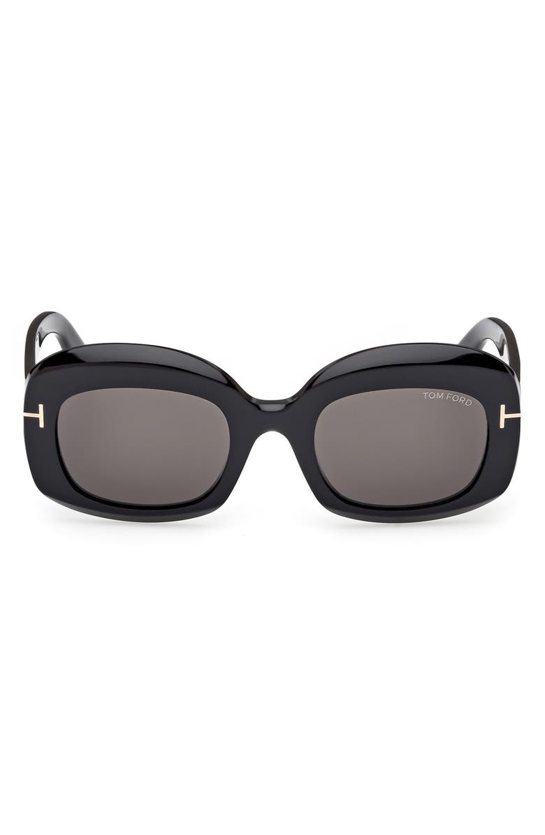 TOM FORD 53mm Square Sunglasses, Alternate, color, Shiny Black / Smoke