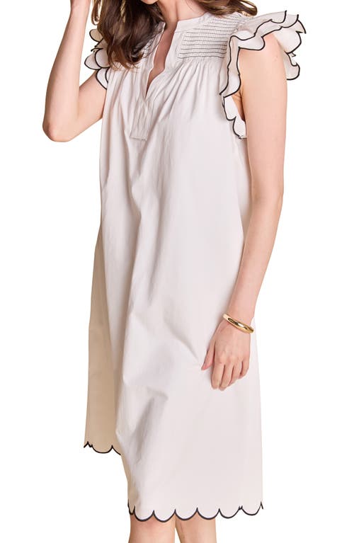 ENGLISH FACTORY ENGLISH FACTORY SCALLOP HEM MIDI DRESS