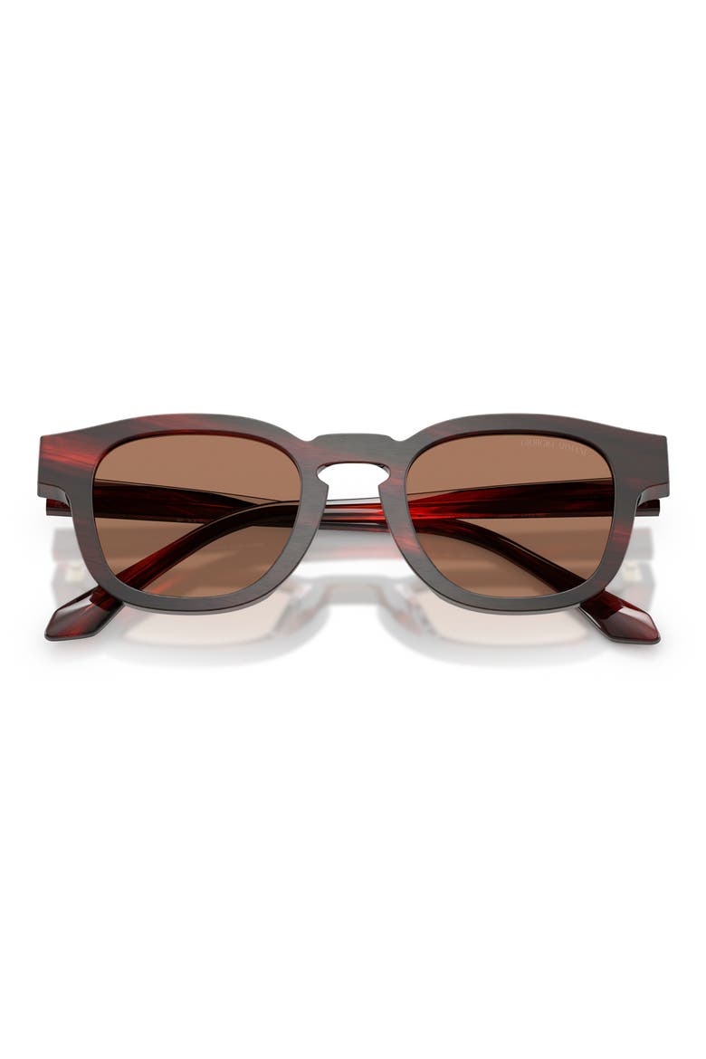 48mm Rectangle Sunglasses, Alternate, color, BRUSHED STRIPED RED / BROWN