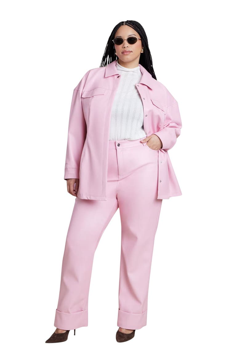 Cuffed Faux Leather Pant, Alternate, color, ROMANCE ROSE