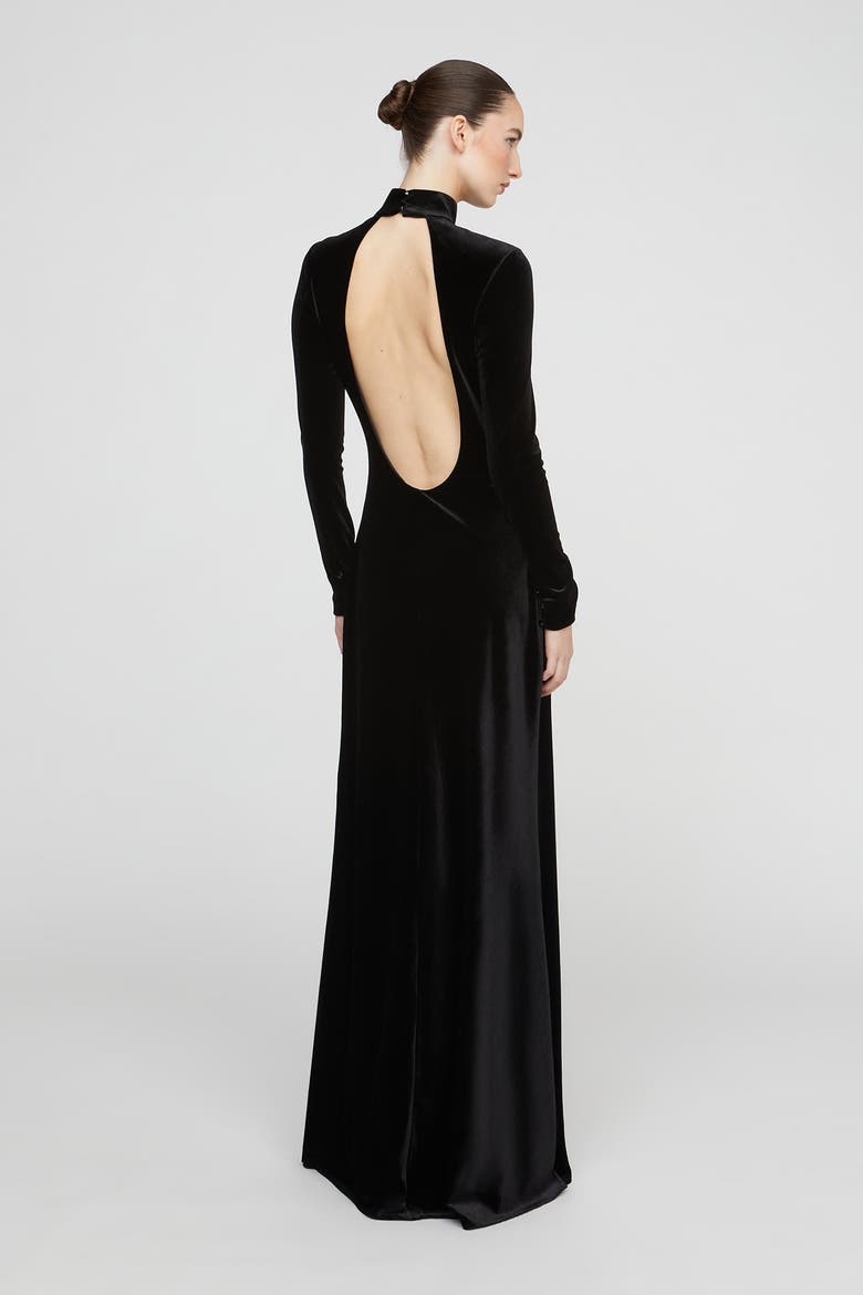 Kaia Velvet Gown, Alternate, color, Black