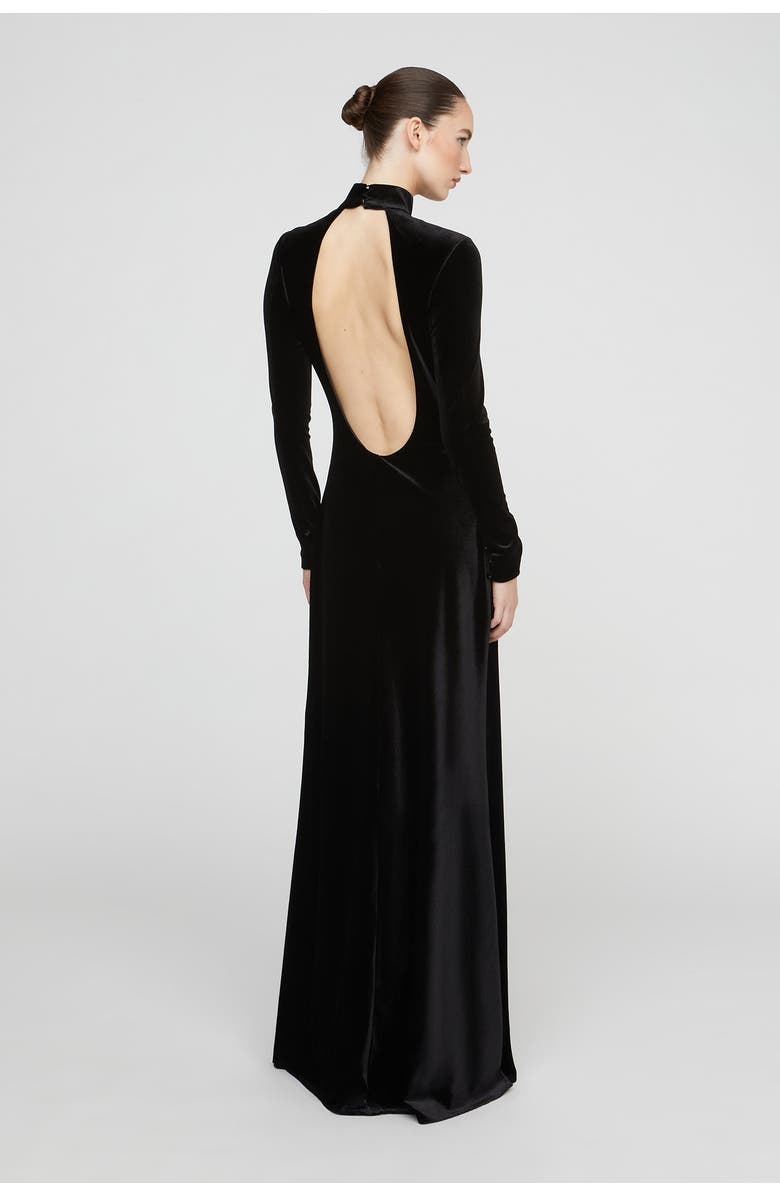 HALSTON Kaia Velvet Gown, Alternate, color, Black