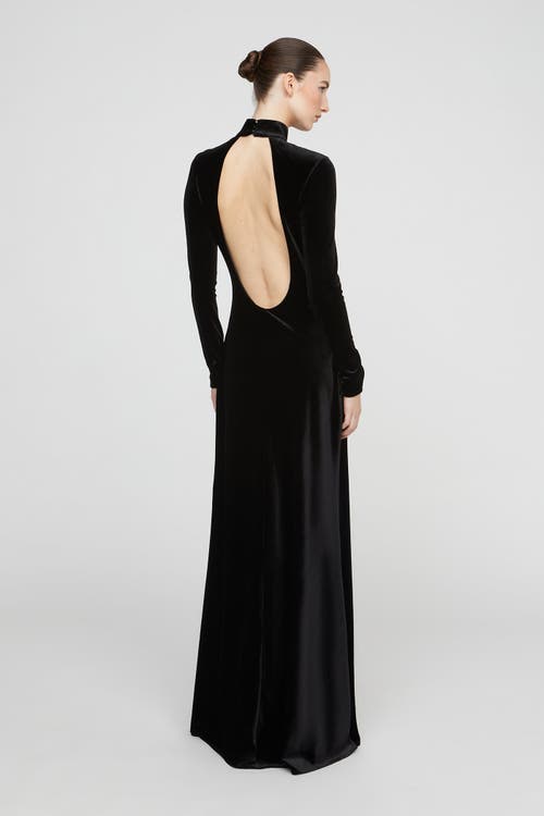 Halston Kaia Velvet Gown In Black