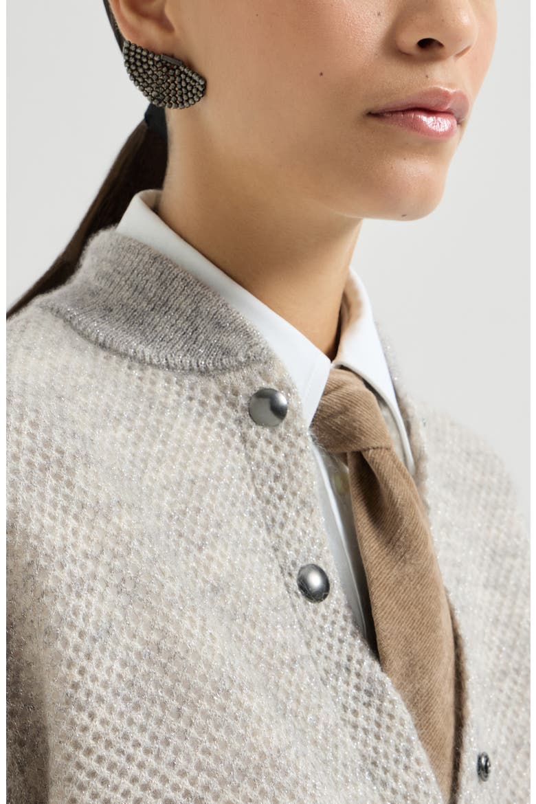 Sparkling mohair double-knit net cardigan, Alternate, color, Light Grey
