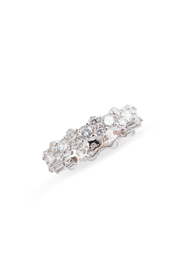 Sterling Silver Cluster Cubic Zirconia Eternity Band Ring, Main, color, WHITE