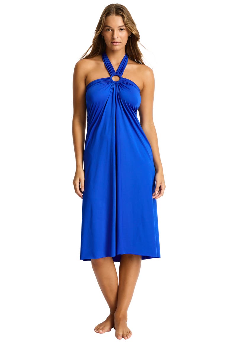 Mythos Ring Detail Cover-Up Maxi Skirt, Alternate, color, COBALT