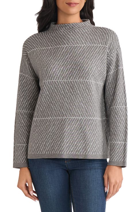 Jacquard Funnel Neck Sweater