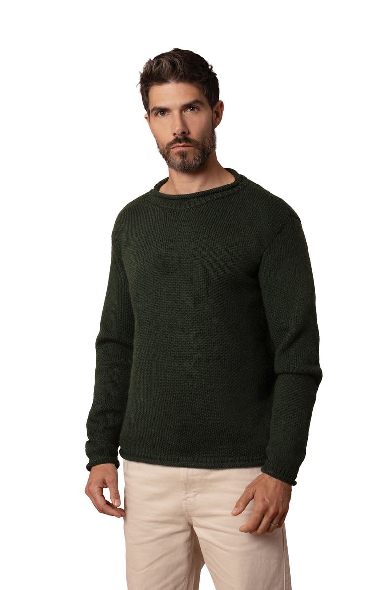 Celtic & Co. Tex Stitch Crew Sweater, Main, color, Forest