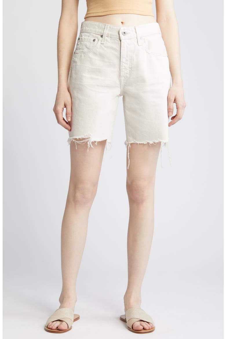 Ex-Boyfriend High Waist Raw Hem Denim Shorts, Main, color, 1 YEAR OPAL STONE