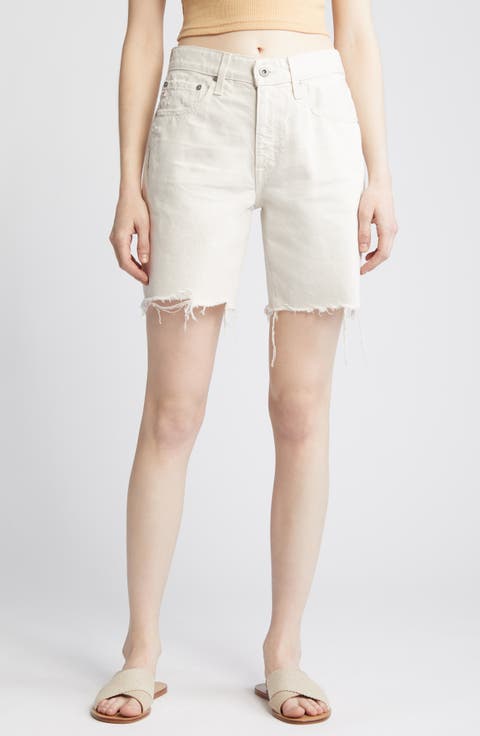 Ex-Boyfriend High Waist Raw Hem Denim Shorts (1 Year Opal Stone)