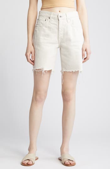 Ag Ex-boyfriend High Waist Raw Hem Denim Shorts
